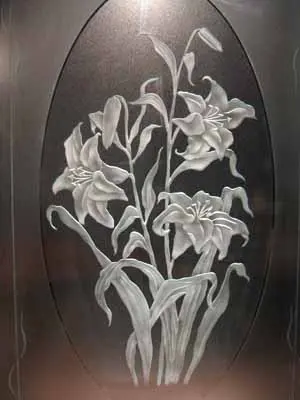 エッチングガラス　目隠し・仕切りガラスの製作事例