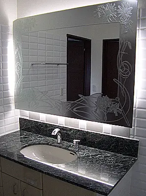 エッチングガラス　装飾ミラー・他の製作事例