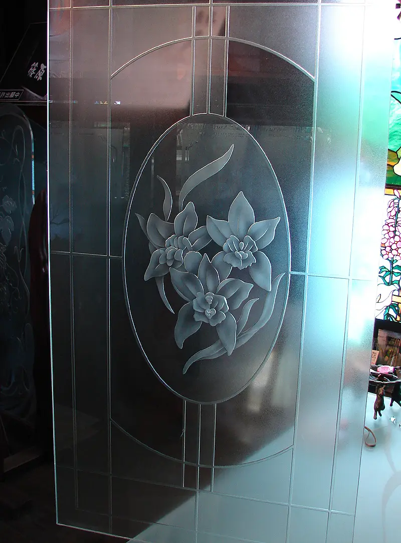 エッチングガラスのボタン