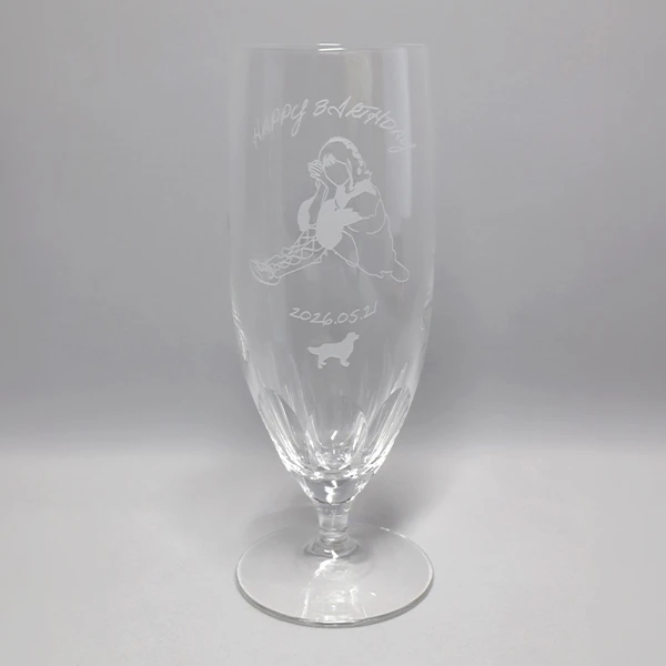 オリジナルデザイン彫刻入りのビールグラス 製作事例