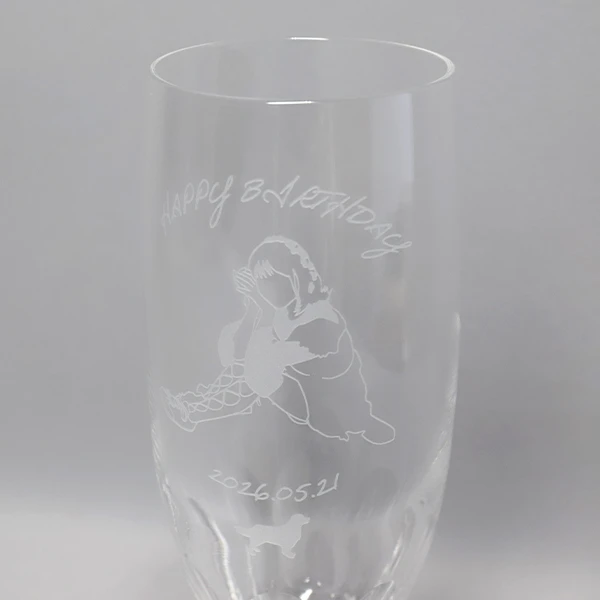 オリジナルデザイン彫刻入りのビールグラス 製作事例