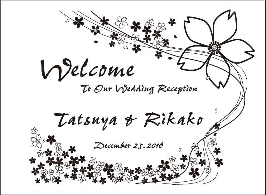 ウェルカムボード ミラー 結婚式 名入れ 彫刻 お祝い ギフト ［wm2-08］