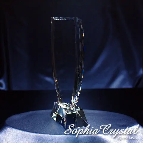 彫刻入のクリスタル盾