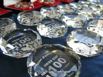 複数の彫刻入りのガラスのペーパーウェイト